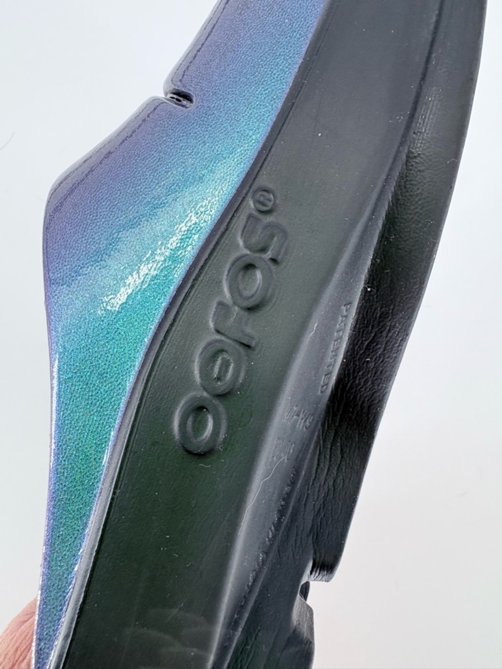 Oofos OOahh Luxe Slide Sandal in Atlantis - Picture 11 of 13